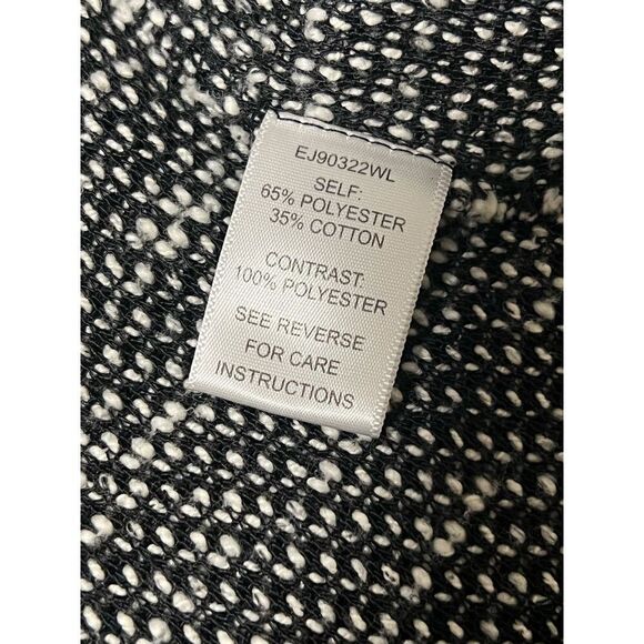 En Crème | Marled Open Front Cardigan Sweater Black White Sherpa Vegan Lambs Woo - Picture 8 of 9